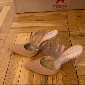 SCHUTZ Nude Heels with Transparent Strap